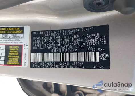 2013 Toyota Avalon Xle from USA, damaged, VIN 4T1BK1EB8DU057799